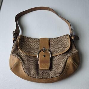 Vintage Coach Signature Soho Bag 6808 Medium Brown Canvas CC Leather Shoulder